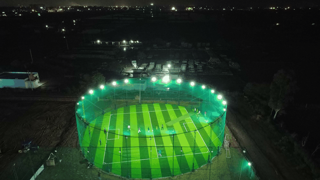 Cricket / Football Turf (360/Circle) Arena in Hisar - Netted Outdoor Setup